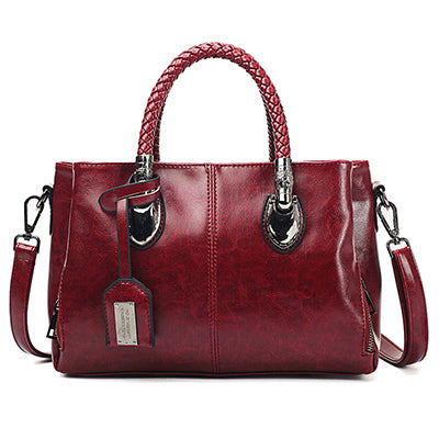 👜【50% отстъпка】Винтидж дамска чанта от кожа Boston, мека кожена чанта, може да се носи на едно рамо