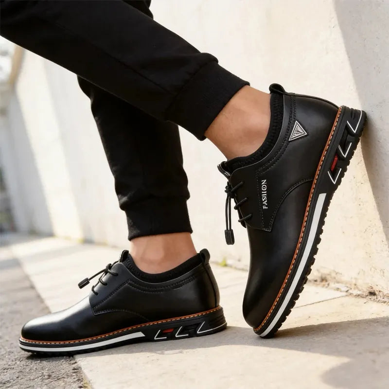 Oferta ograniczona czasowo🔥【rozmiary 38-48】Męskie biznesowe casualowe skórzane buty z okrągłym noskiem