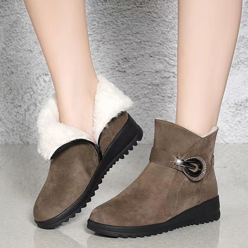 👢【30% отстъпка】【35-40】2025 Нови дебели кадифени къси ботуши, топли неплъзгащи се снежни ботуши