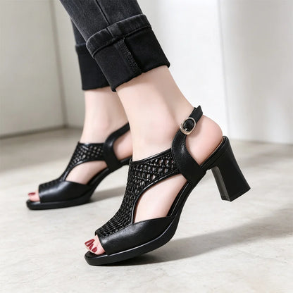 【35-40】👡2026 nowe letnie sandały, płaski obcas, odkryte palce, gruba podeszwa i płaski obcas, w kształcie ryby (wysokość obcasa 5/7 cm)