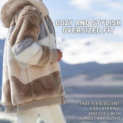 ✨❄️【50% zniżki】[S-5XL] 2025 Nowa damska kurtka w paski z grubego pluszu na jesień i zimę w kontrastowym kolorze