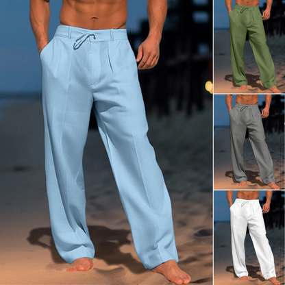 🏖️👖 【Poletna razprodaja - 50% 🔥】【S-3XL】😍 Moške lanene ohlapne hlače velikih velikosti, udobne in zračne, idealne za vsak dan in počitnice