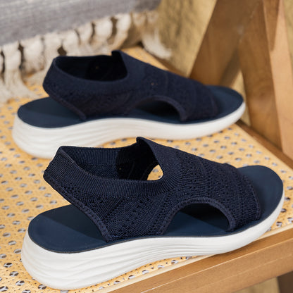 👡 【36-43】Damskie sandały na platformie z ażurową dzianiną, oddychające, lekkie, z miękką podeszwą i elastyczną podeszwą