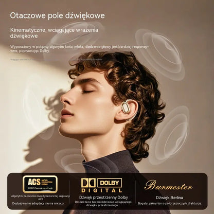 Bezprzewodowe słuchawki Bluetooth bez wbudowanego ucha, z zaczepem na ucho i przewodnictwem kostnym