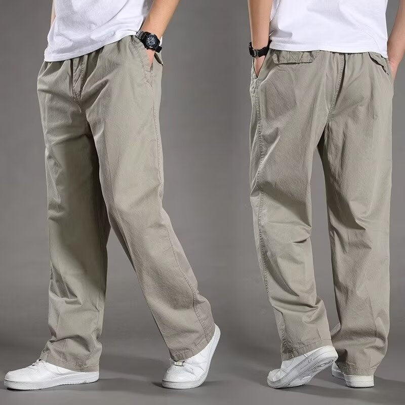 😎👖【Oferta specjalna🔥】【50-130kg】Nowe męskie spodnie bawełniane o luźnym kroju i wygodnym kroju, bardzo duże i szerokie, proste nogawki, luźne i swobodne