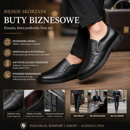 🔥【39-44】--1 para 129  zł.👞Męskie buty biznesowe, wykonane z oryginalnej skóry, z wygodną miękką podeszwą, odpowiednie na wiele okazji.