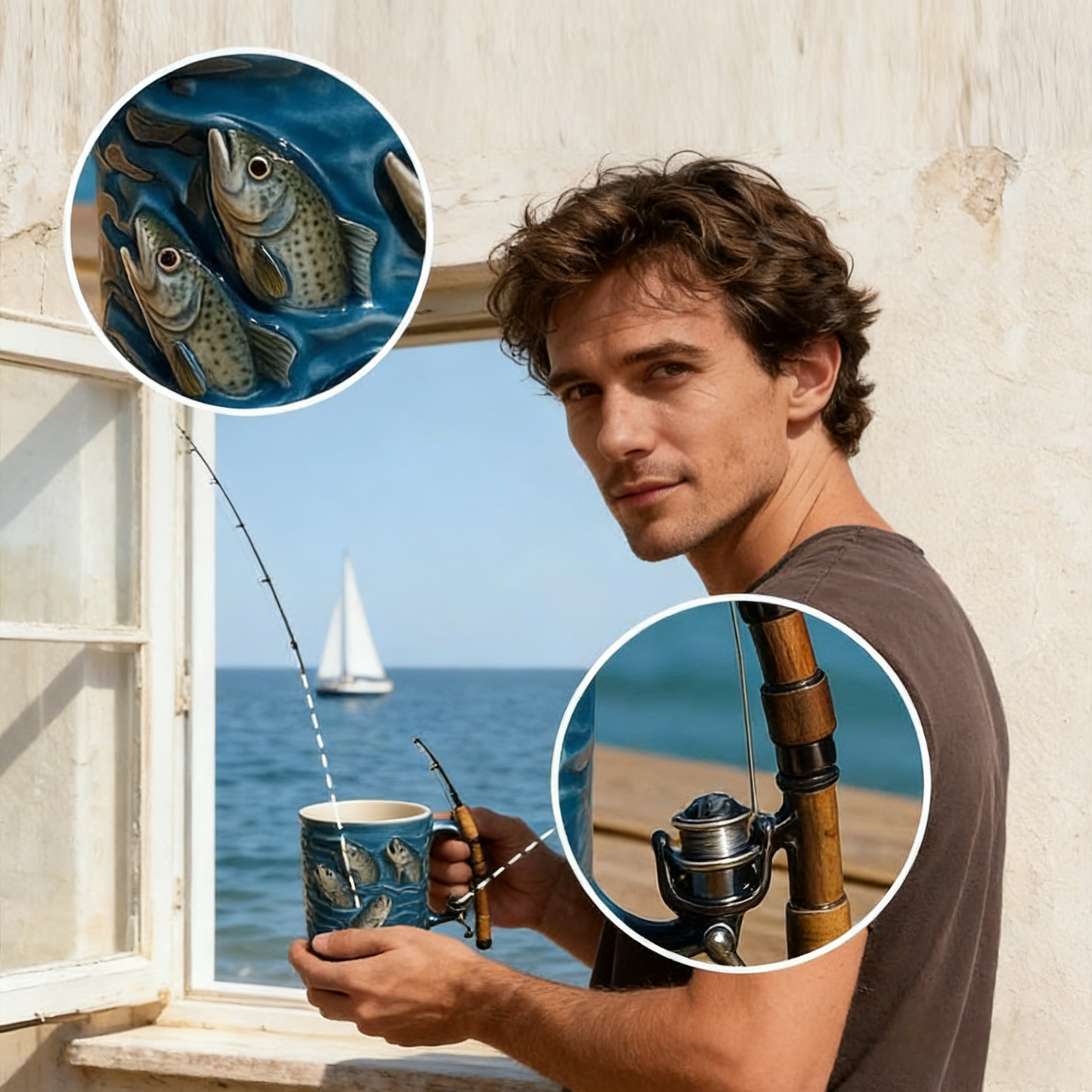 🎣☕Nov ribiški vrček Kreativen vrček iz smole, posebej zasnovan za ljubitelje ribolova.