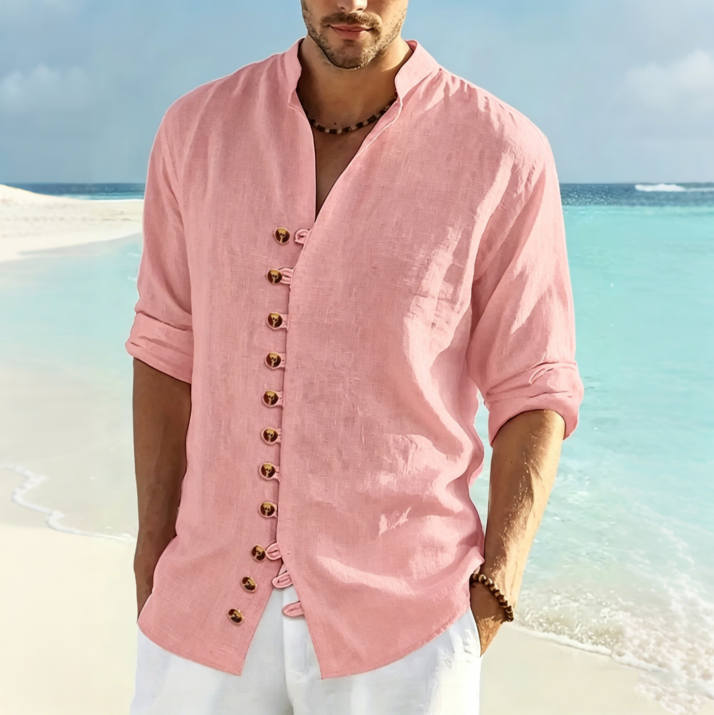 👔50% de descuento🔥 Camisa de verano de manga larga para hombre, confeccionada en lino y algodón ✅️Pago contra entrega