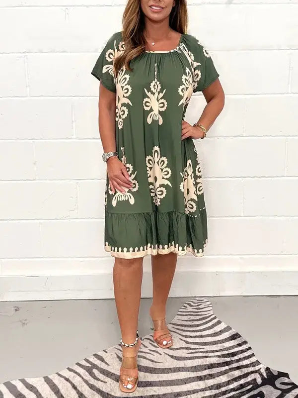🥰【Reducere de 50%】💕【S-4XL】👗Rochie lejeră de vară cu imprimeu etnic – stil și confort într-un singur design