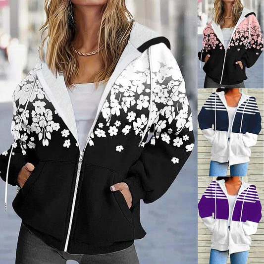 【50 % popust】【XL-5XL】Ženska jesenska jakna z zadrgo in kapuco, udobna in ležerna ženska oblačila