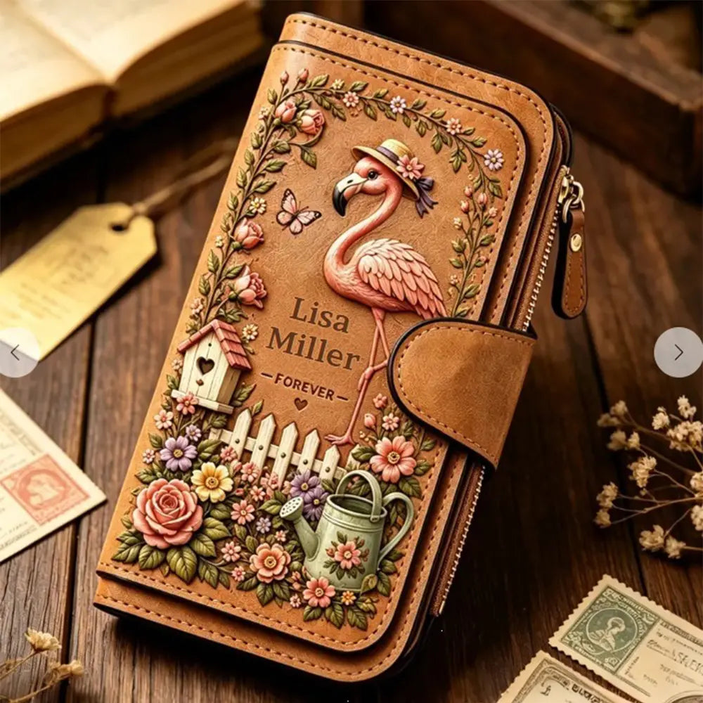 💰💰Personalizowany portfel z tłoczonym motywem ogrodowym