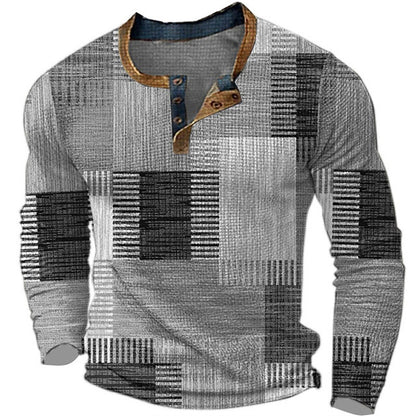 🌴【S-4XL】👔 Nowa kolekcja męskich koszul z nadrukiem, z długim rękawem, w luźnym stylu Henry, dostępna w wielu kolorach