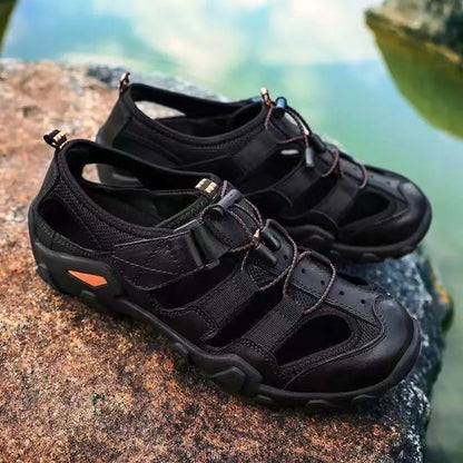 🔥【Zniżka ograniczona czasowo】【39-45】🔥Oddychające i miękkie, ręcznie robione, perforowane sandały męskie ze skóry bydlęcej