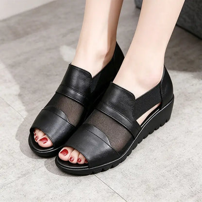 👡👡Елегантни сандали за майка: мека кожа, лека подметка на платформа, размери 35-41