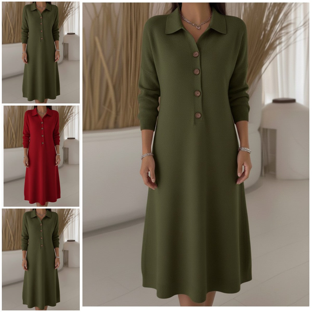 🔥✨ 【Zimska razprodaja - 50 % popust】Visokokakovostna tkanina 【S-3XL】👗 Nova modna pletena obleka 2026