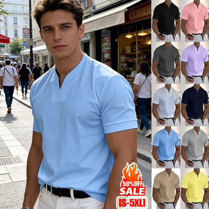 👕 2026 Męska koszula z krótkim rękawem i dekoltem w serek, stylowa i wygodna, doda Ci energii.