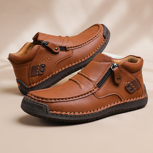 👞 Плащане при доставка✅️【38-48】Мъжки шофьорски ботуши, изработени от висококачествена кожа, ръчно изработени, неплъзгащи се - широка предна част, опора на свода