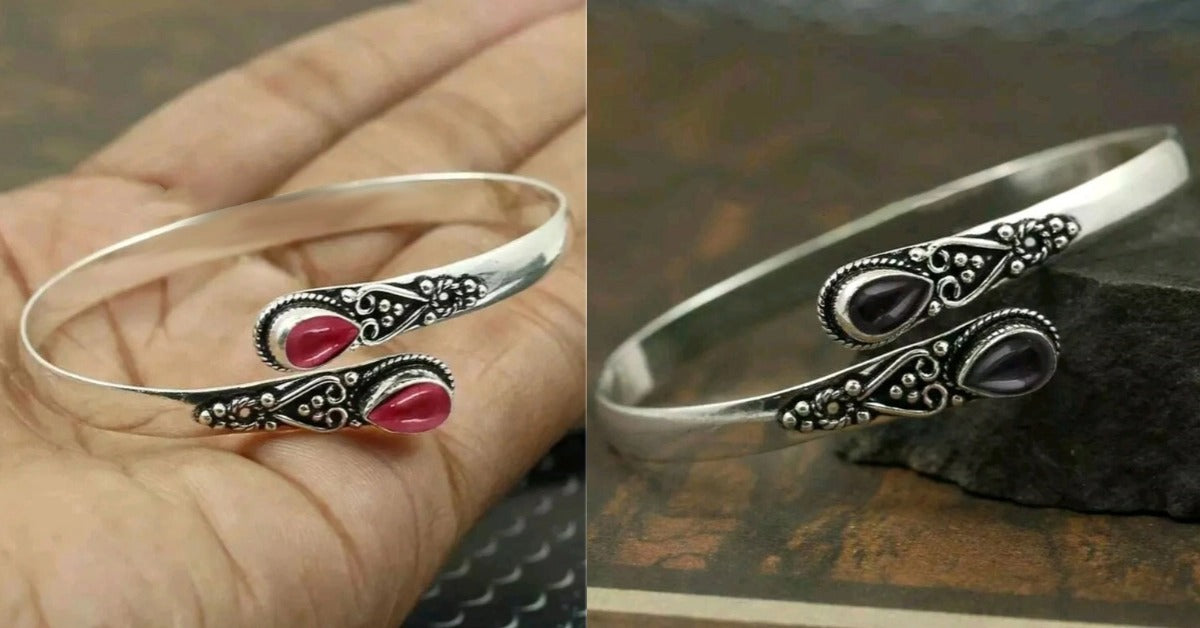 🔥✨【Juego de dos】Pulsera de ágata verde de plata S925 estilo vintage