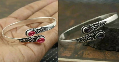 🔥✨【Juego de dos】Pulsera de ágata verde de plata S925 estilo vintage