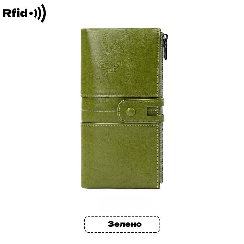 💼【50% sleva】【6 barev】Multifunkční peněženka, ručně vyrobená z pravé kůže, kartáč proti krádeži, dvojitý zip