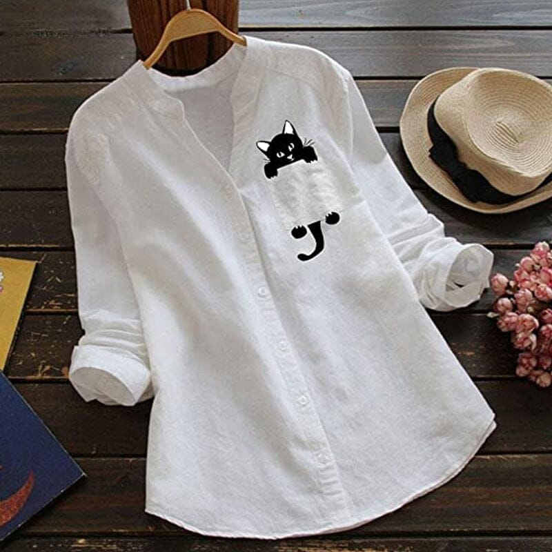 ✨🎉【Specjalne oferty letnie🔥】【S-3XL】2026 Letnia nowa modna bawełniana koszula z nadrukiem kota w serek