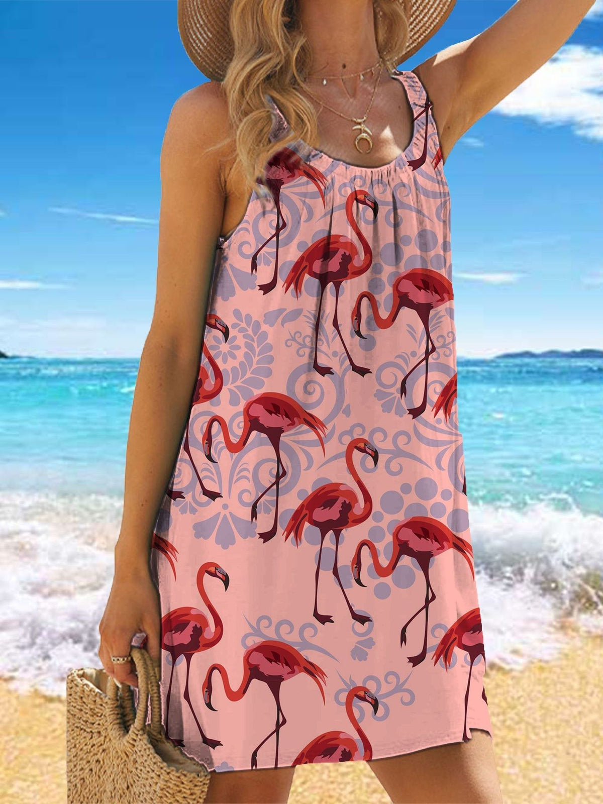 🎁【50% popust】✨🌊【S-5XL】Modna poletna obleka z naramnicami, cvetličnim potiskom