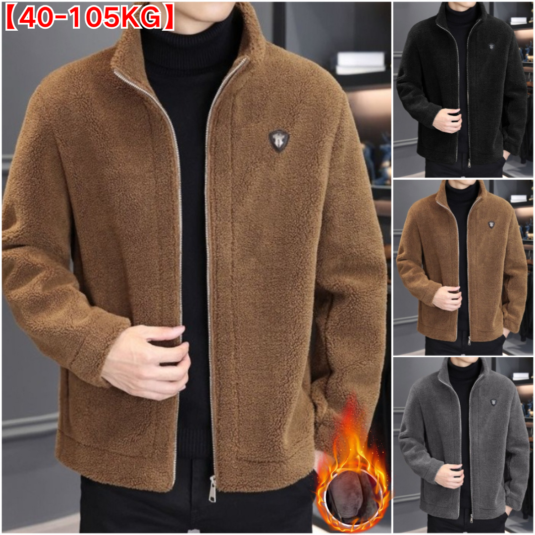 🔥【50% sleva】🔥【M-4XL】🐏Nová pánská zimní bunda z jehněčí kůže, silný teplý kabát pro volný čas