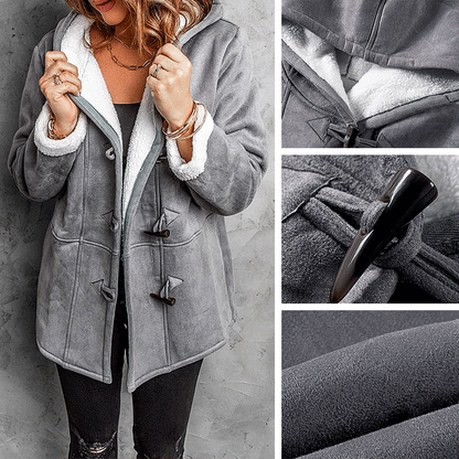 🥼🔥【Ограничена оферта 50%】💖[S-5XL] Ново модно топло дамско яке с качулка и велурена и вълнена подплата за 2025 г.