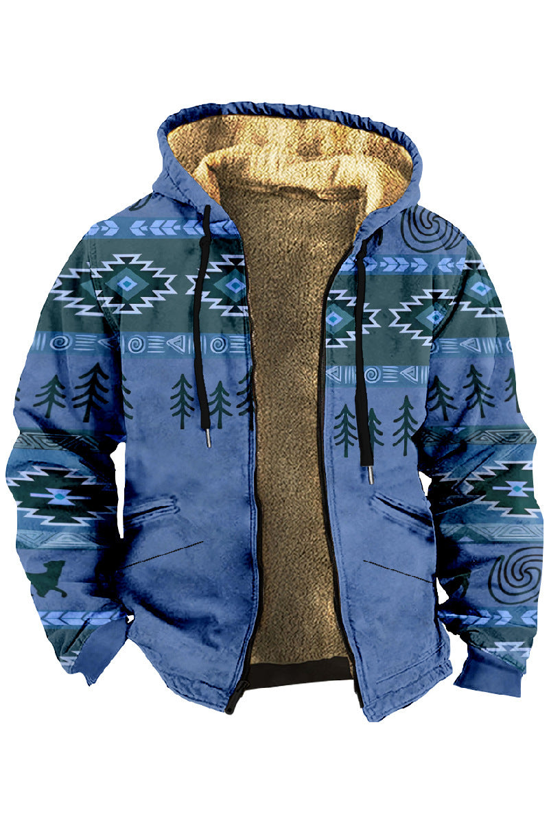 ✨👔【Platba při dodání】【S-4XL】Pánská podzimní/zimní silná sametová bunda s teplou vlněnou čepicí