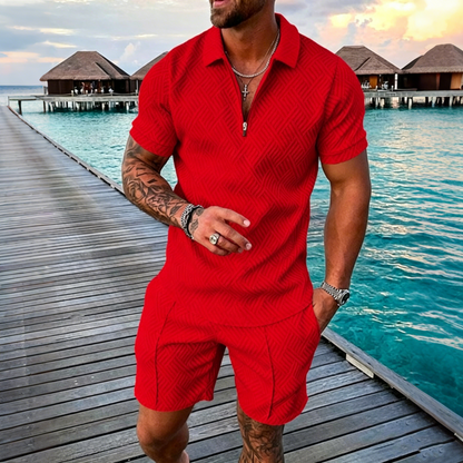 😎 50% zniżki🔥【Góra + Spodnie】 (40-130 kg) Męski codzienny zestaw polo z nadrukiem 3D i zamkiem błyskawicznym ✅️Płatność przy odbiorze