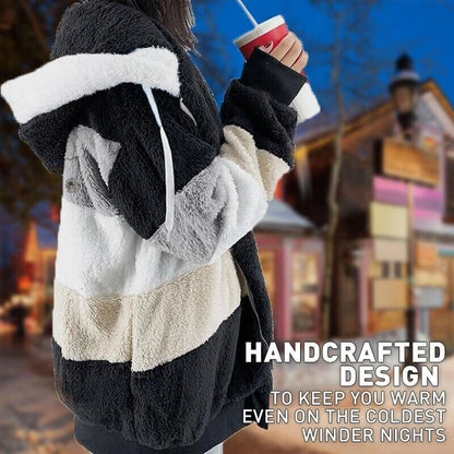 ✨❄️【50% zniżki】[S-5XL] 2025 Nowa damska kurtka w paski z grubego pluszu na jesień i zimę w kontrastowym kolorze