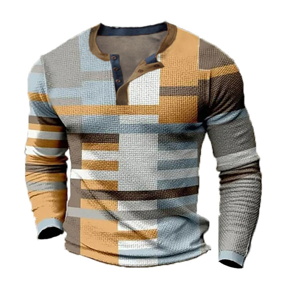 🎁😍[Разпродажба за ограничено време] 👔[S-4XL] Мъжка поло тениска с дълъг ръкав и щампа