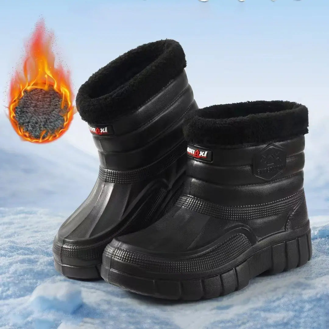 ♥️♥️【40-45】【Nowy produkt】Wyściełane polarem, ciepłe, wodoodporne buty męskie do użytku na zewnątrz, wytrzymałe, buty wodne i śniegowce za kostkę lub za kostkę.