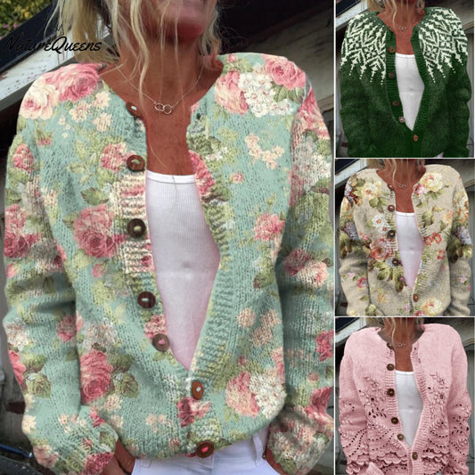 🌸🌸【50% sleva】【S-5XL】Dámský kardigan s digitálním potiskem v retro stylu