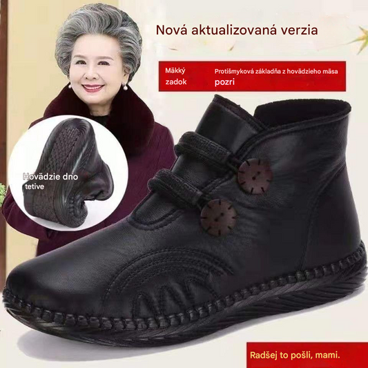 💥【Zľava 50%】【35-40】Dámska kožená, bavlnená, protišmyková, ručne vyrobená obuv na jeseň a zimu