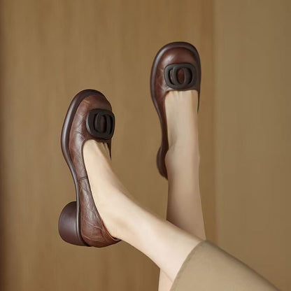 👠【Ограничена оферта】【35-40】2025 Удобни кожени обувки 👠 Ретро ток 5 см 🌟 Елегантни и универсални