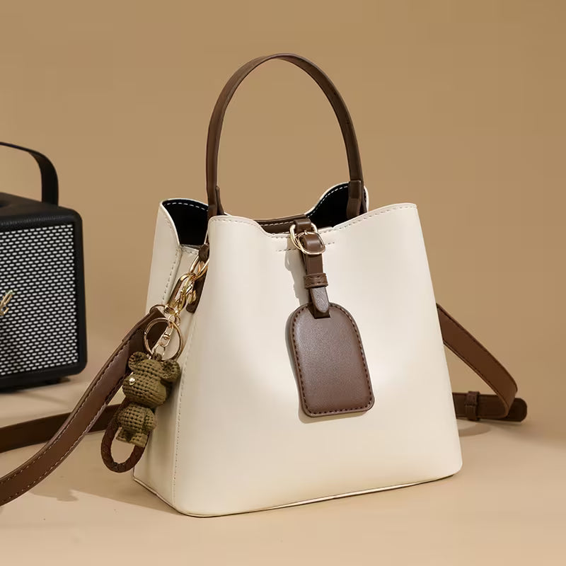 Ženska bež in rjava torba z več predelki, primerna za vsakodnevno uporabo, priložnostne priložnosti in poslovne priložnosti - Tote Bag，Priložen ljubki obesek za ključe