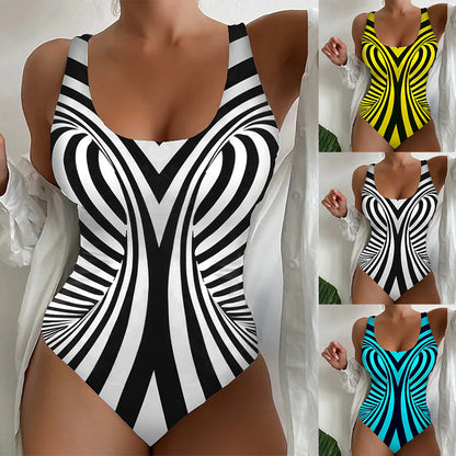 🩱S~5XL🏖️ Stylowy i wygodny jednoczęściowy kostium kąpielowy w paski | Modny produkt na lato 2026 🌊💃