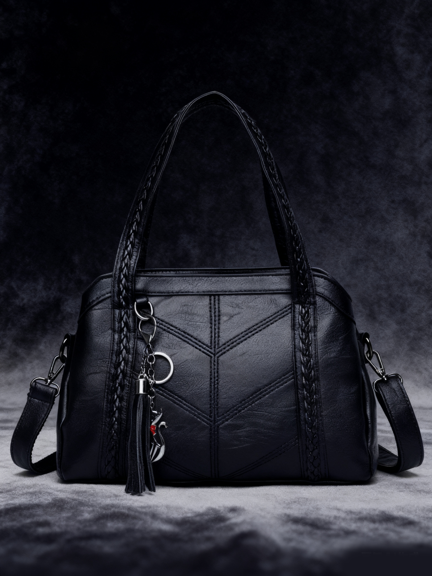 👜💟【50% отстъпка】Мека кожена чанта, дамска чанта, голям капацитет, три отделения, водоустойчива и устойчива на надраскване