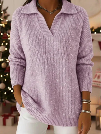 🔥 TOP PRODUKT – ZĽAVA 50 % 🔥【S-5XL】Dámsky pletený sveter s výstrihom do V a motívom hviezdnej oblohy – moderný, elegantný a snový