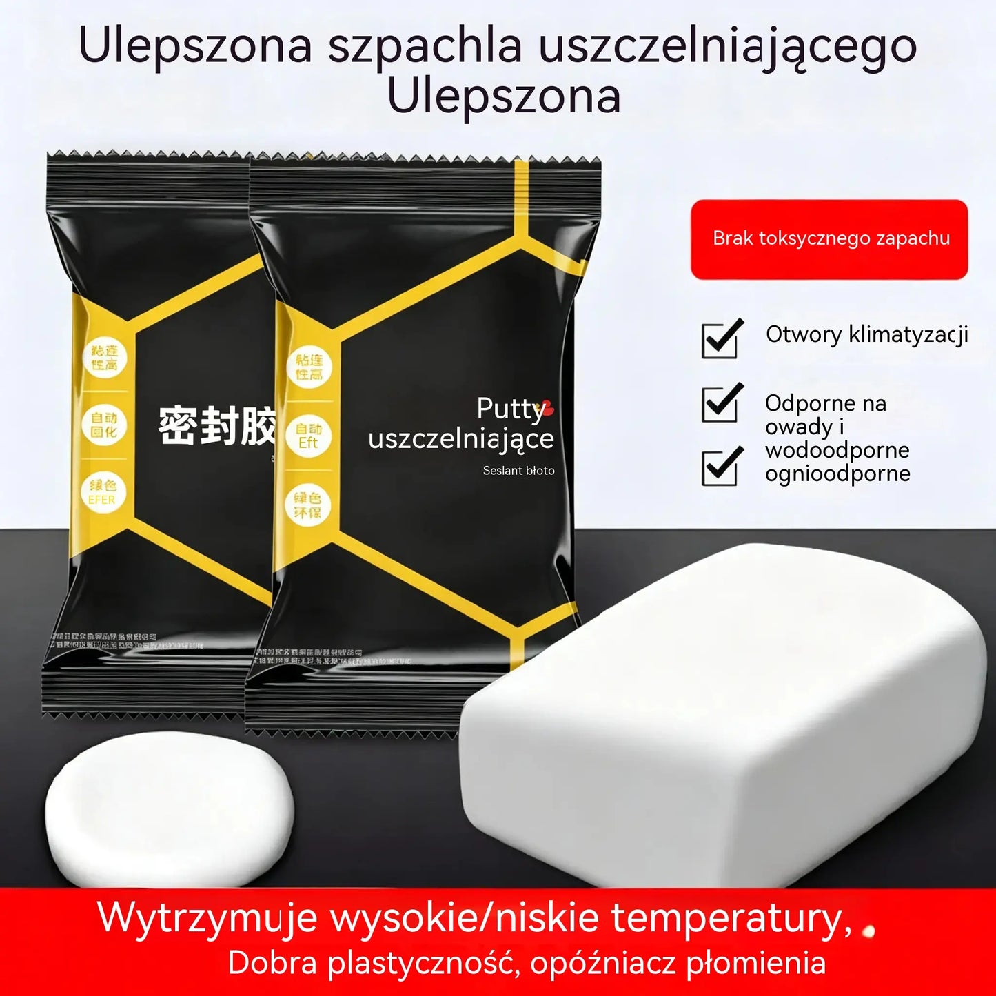 🔧 Biała wodoodporna szpachlówka uszczelniająca – naprawia otwory, ściany i rury klimatyzatorów 💧🏠