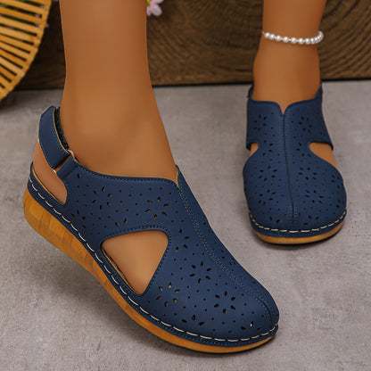 👡50% de descuento✨✨【36-43】Nuevas sandalias de verano de talla grande para mujer, con puntera cerrada calada, suela gruesa, cierre de velcro y cuña ligera.✅Pago contra entrega ✅2 artículos con un 70% de descuento.