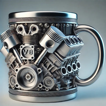 🎁☕ Чаша за кафе от неръждаема стомана Creative Engine V6V8, механичен дизайн