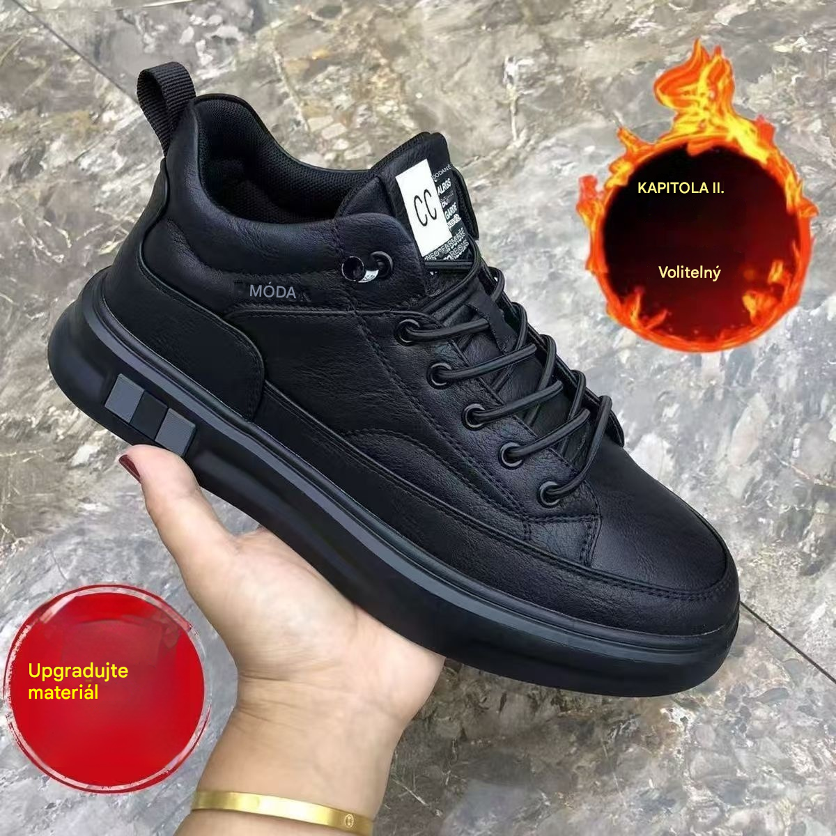 😎👍【Velikost 39-44】✨⛄Nové pánské podzimně-zimní nepromokavé kožené ležérní boty s fleecovou podšívkou