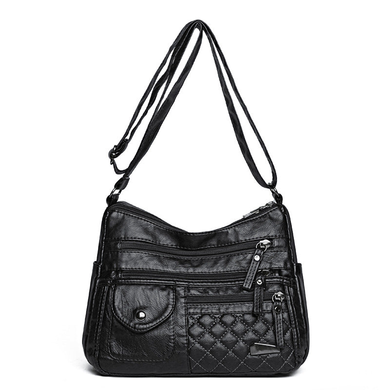 🔥【50% sleva】Dámská vícevrstvá velkokapacitní měkká kožená taška. Stylové a všestranné, lze nosit crossbody