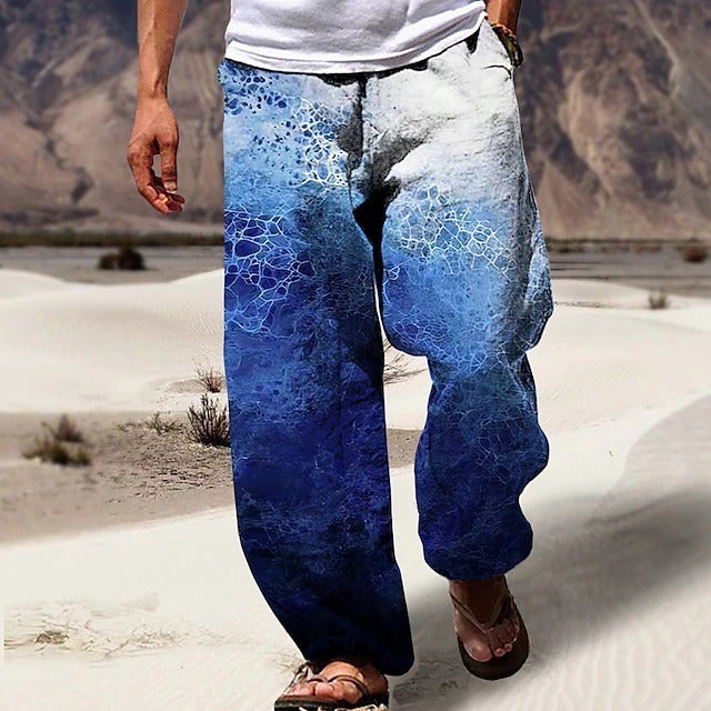 ✨👖【10 цвята🌈】【S-6XL】😍 Мъжки тесни панталони от памучен плат, големи размери, ежедневни, свободни, бохемски, широки крачоли