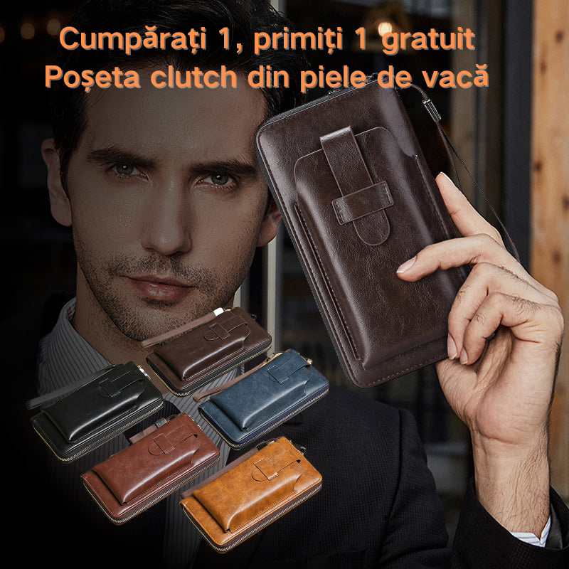 💼【Reducere de 50%】 Portofel multifuncțional pentru bărbați, realizat manual din piele naturală, în stil nou