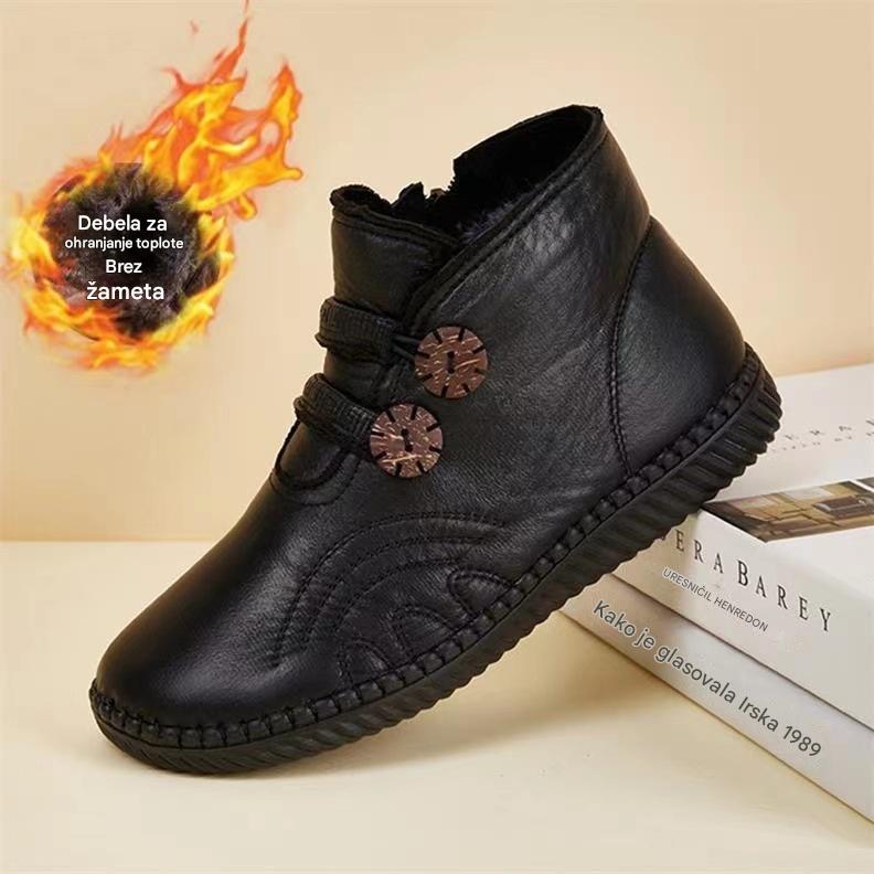 💥【50 % popust】【35-40】Ženski usnjeni, bombažni, nedrseči, ročno izdelani čevlji za jesen in zimo