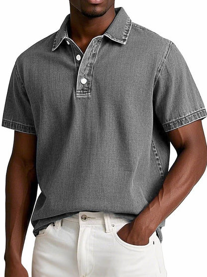 👔【S-5XL】Męska, modna, jednokolorowa, retro, krótka koszulka polo z krótkim rękawem