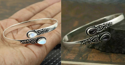 🔥✨【Juego de dos】Pulsera de ágata verde de plata S925 estilo vintage